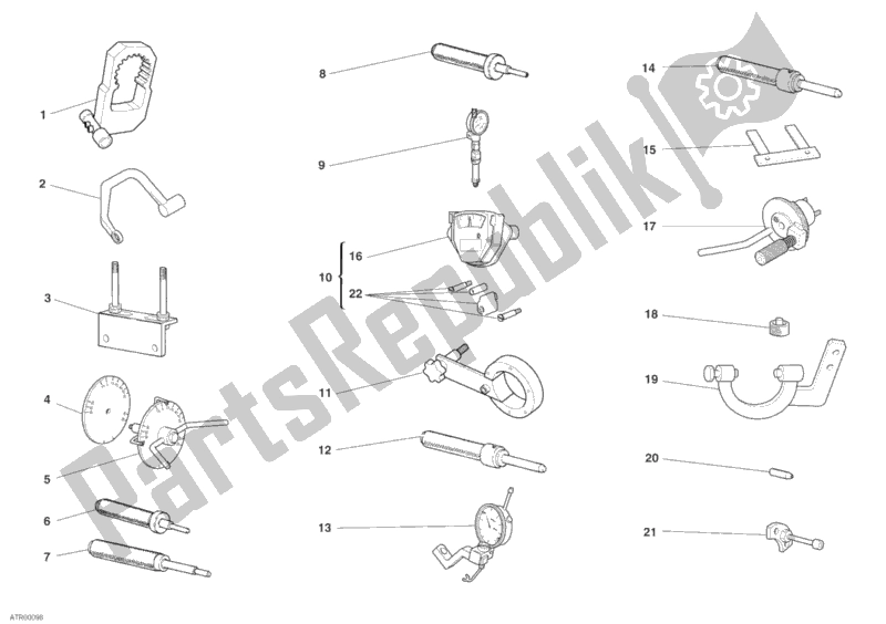 Toutes les pièces pour le 001 - Outils De Service D'atelier, Moteur du Ducati Sport ST3 S ABS 1000 2006